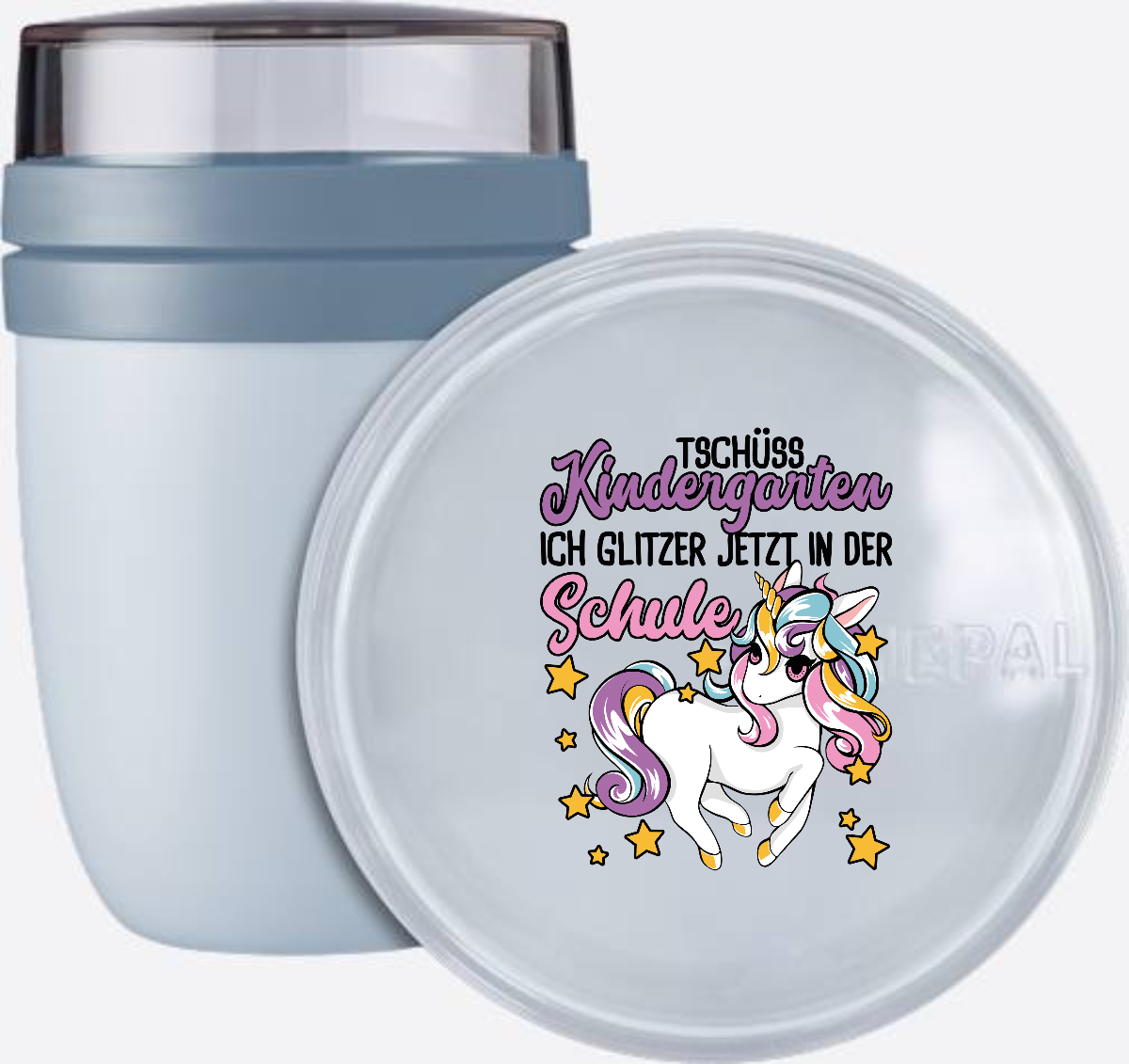 Tasse zur Einschulung: Tschüss Kindergarten Einhorn - Nordic Blue