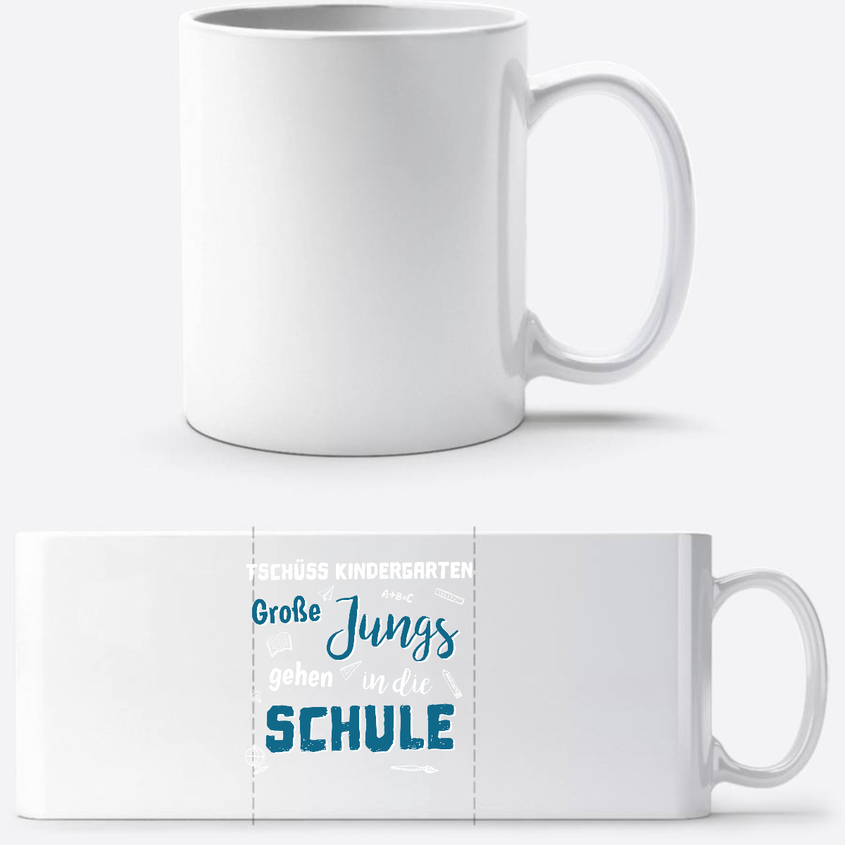 Tasse zur Einschulung – Tschüss Kindergarten Große Jungs - Weiß