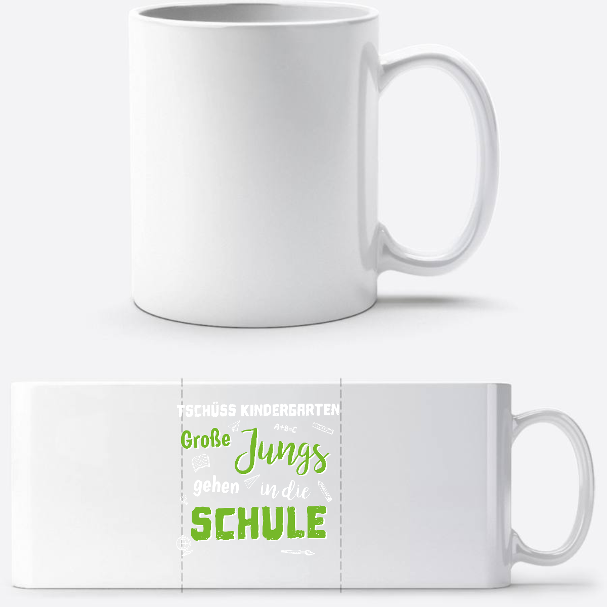 Tasse zur Einschulung: Tschüss Kindergarten, Große Jungs! - Weiß
