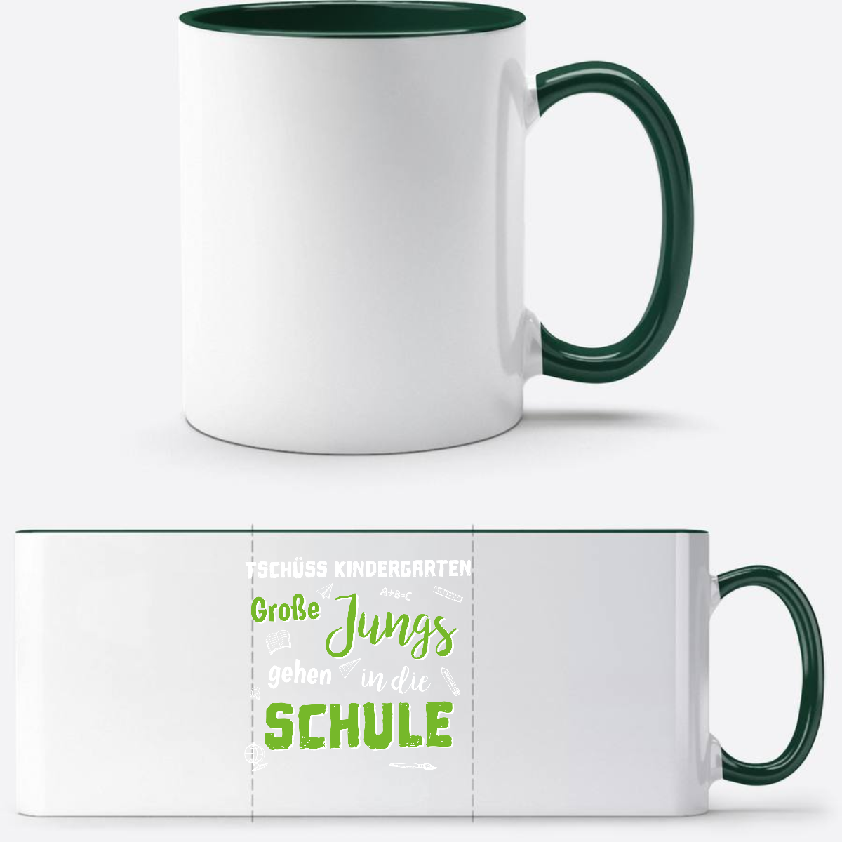 Tasse zur Einschulung: Tschüss Kindergarten, Große Jungs! - White/Petrol