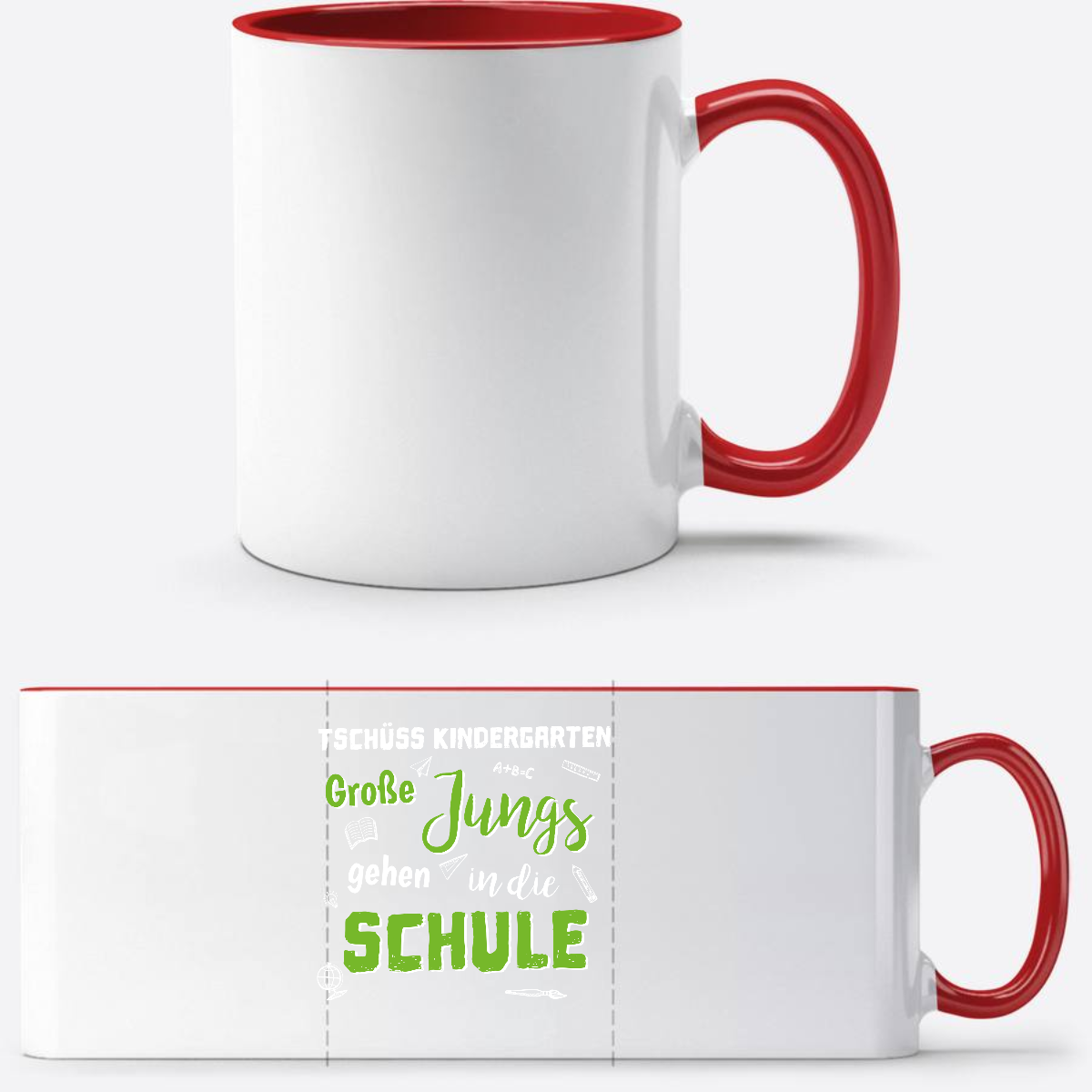 Tasse zur Einschulung: Tschüss Kindergarten, Große Jungs! - White/Red