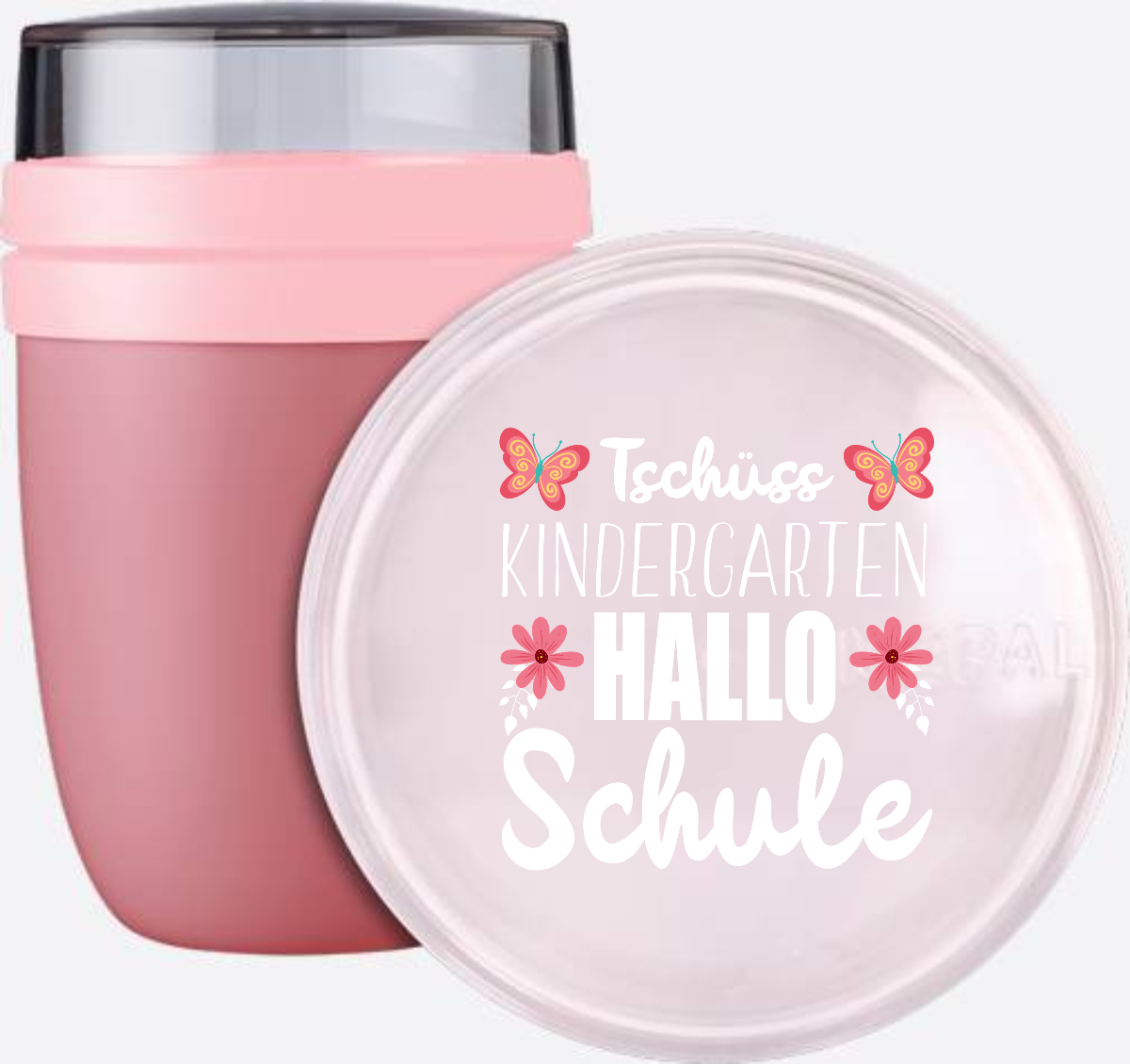 Tasse zur Einschulung – Tschüss Kindergarten, Hallo Schule - Vivid Mauve