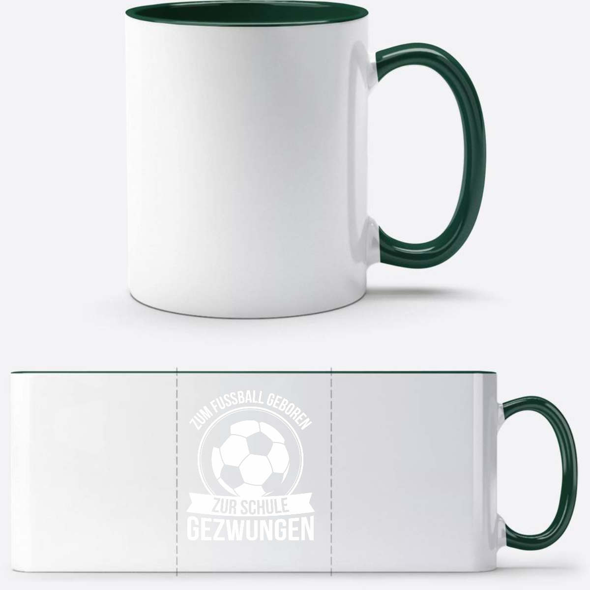 Tasse zur Einschulung: Zum Fußball geboren – Personalisiert - White/Petrol