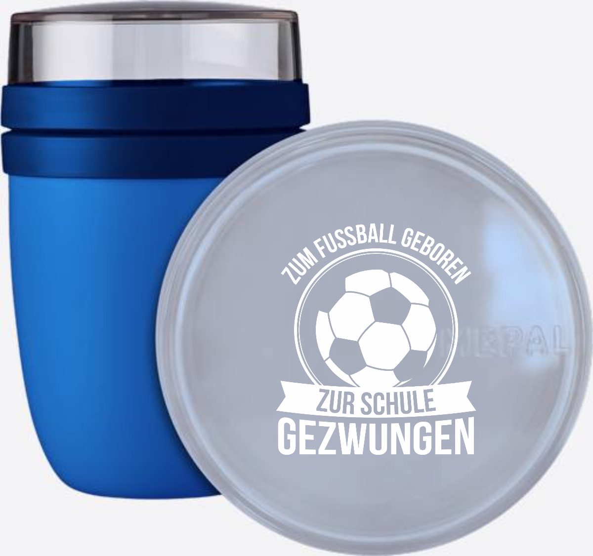 Tasse zur Einschulung: Zum Fußball geboren – Personalisiert - Vivid Blue