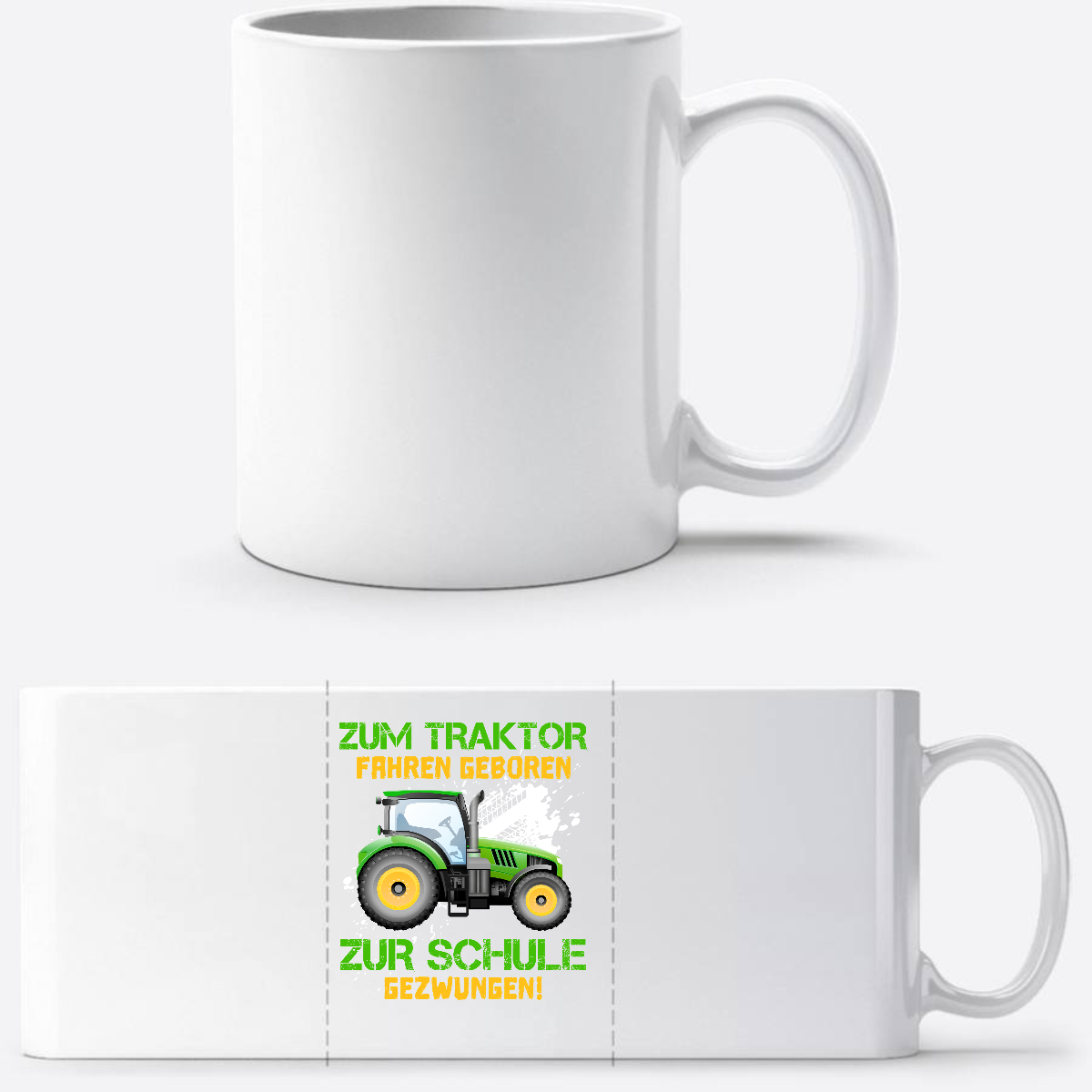 Tasse zur Einschulung: Zum Traktor fahren geboren - Personalisiert - Weiß