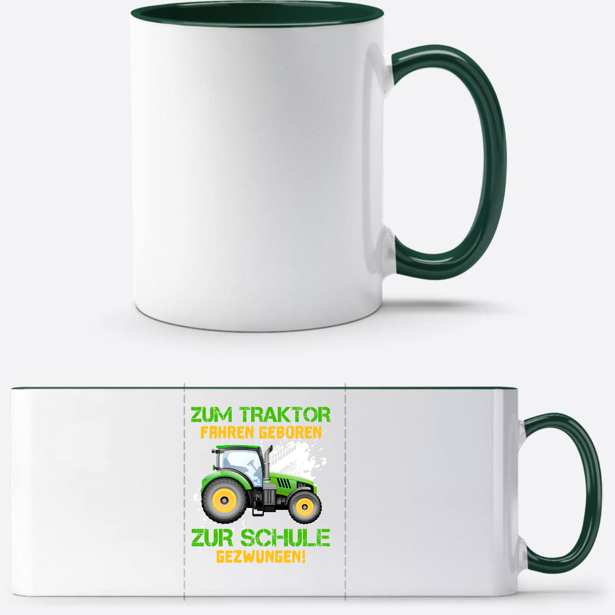 Tasse zur Einschulung: Zum Traktor fahren geboren - Personalisiert - White/Petrol