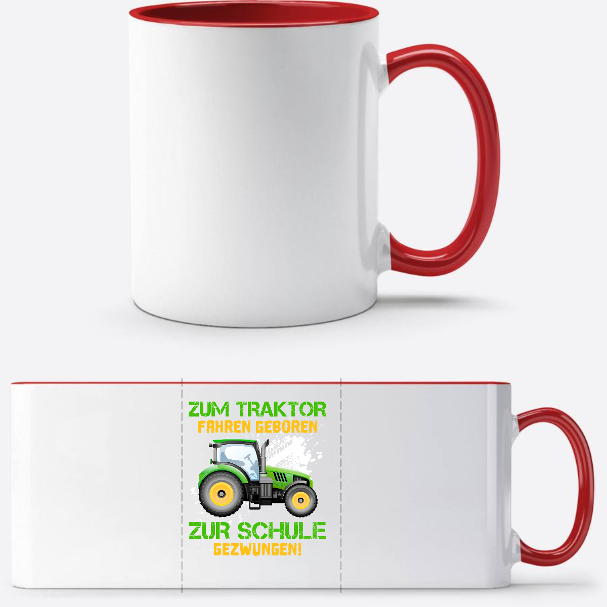 Tasse zur Einschulung: Zum Traktor fahren geboren - Personalisiert - White/Red