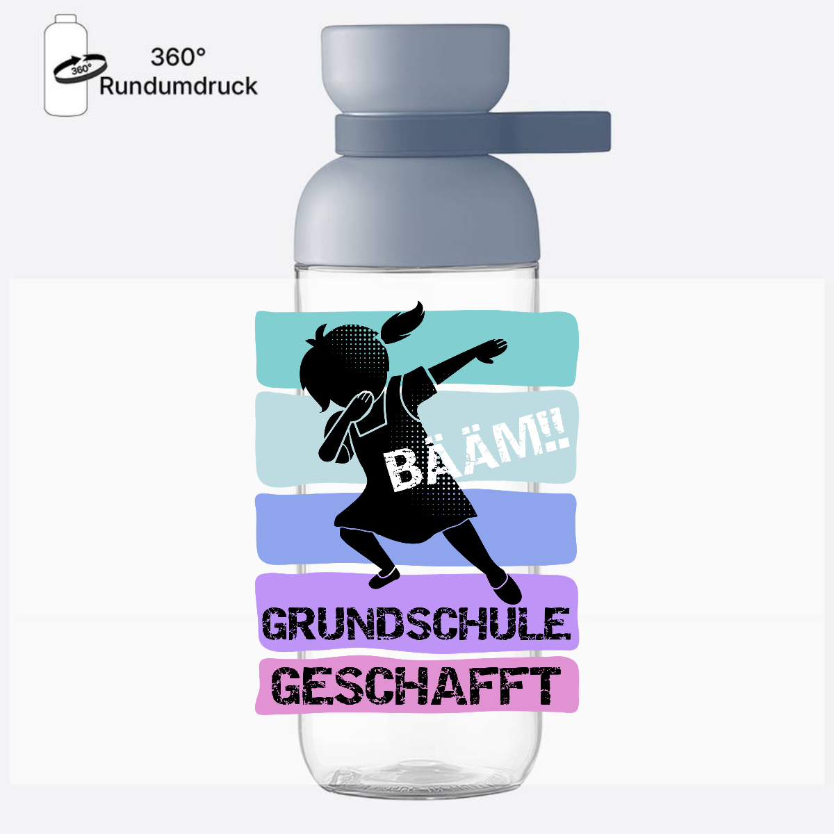 Trinkflasche Bääm! Grundschule geschafft – mit Namen - Nordic Blue