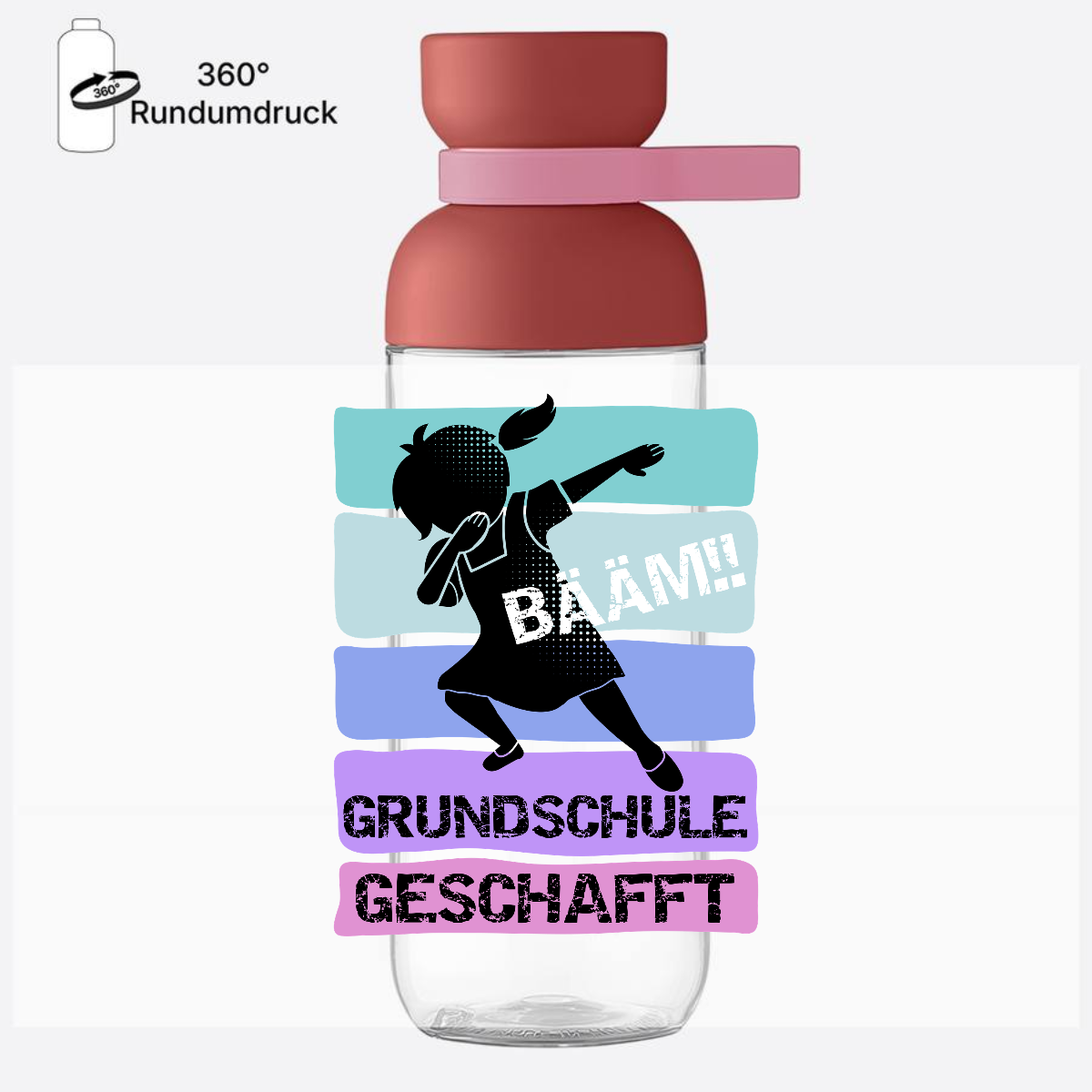 Trinkflasche Bääm! Grundschule geschafft – mit Namen - Vivid Mauve