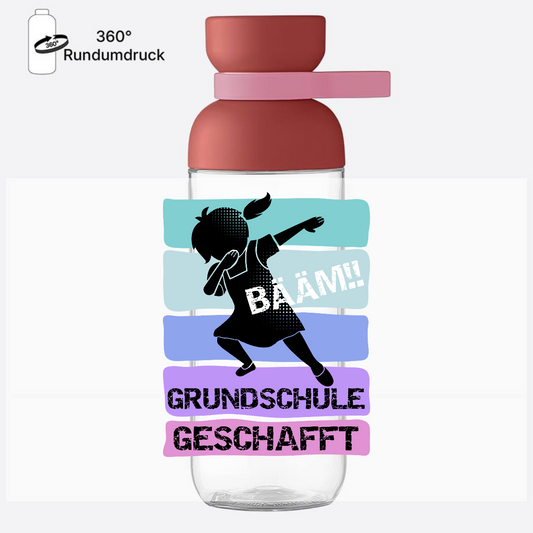 Trinkflasche Bääm! Grundschule geschafft – mit Namen - Vivid Mauve
