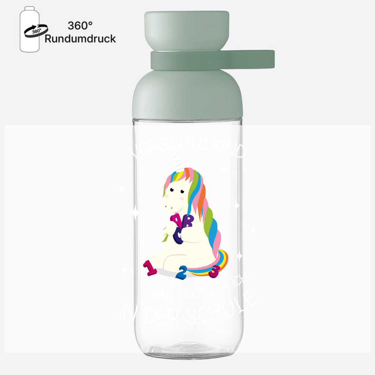 Trinkflasche Einhorn zur Einschulung – Personalisiert mit Name - Nordic Sage