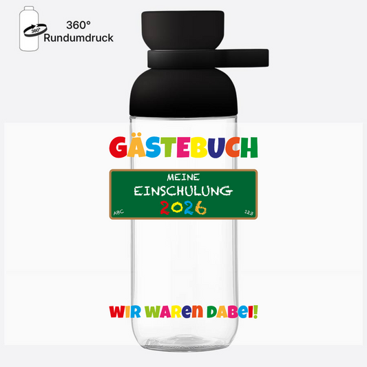Trinkflasche Einschulung 2026 – Geschenk zum Schulanfang - Nordic Black