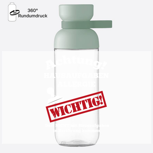 Trinkflasche Einschulung: Achtung Hausaufgaben Allergie + Name - Nordic Sage