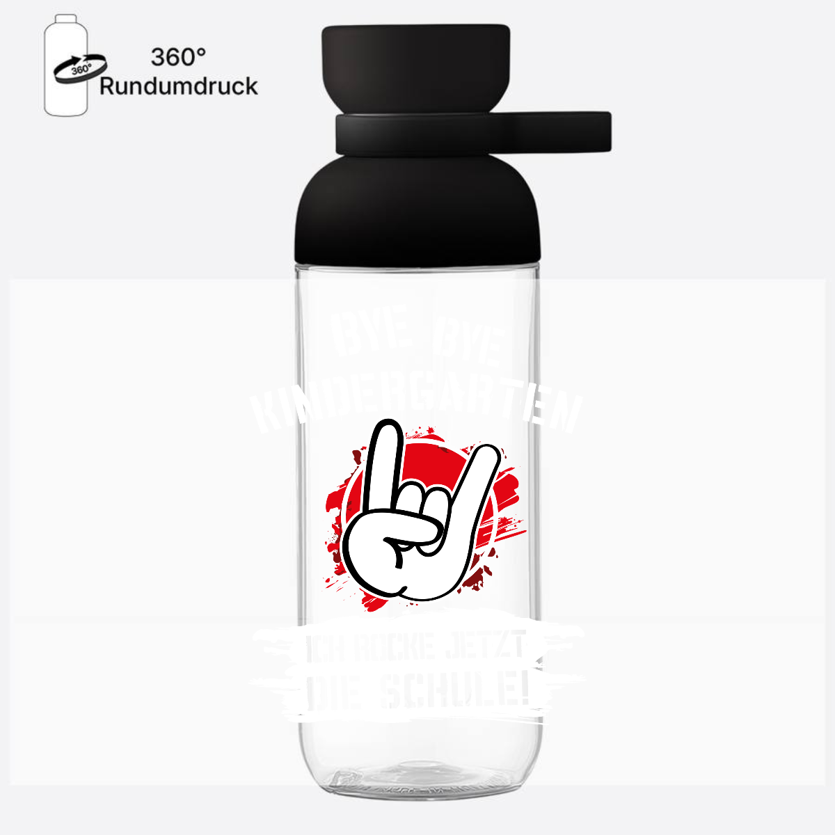 Trinkflasche Einschulung – Bye Bye Kindergarten Grunge Rot - Nordic Black