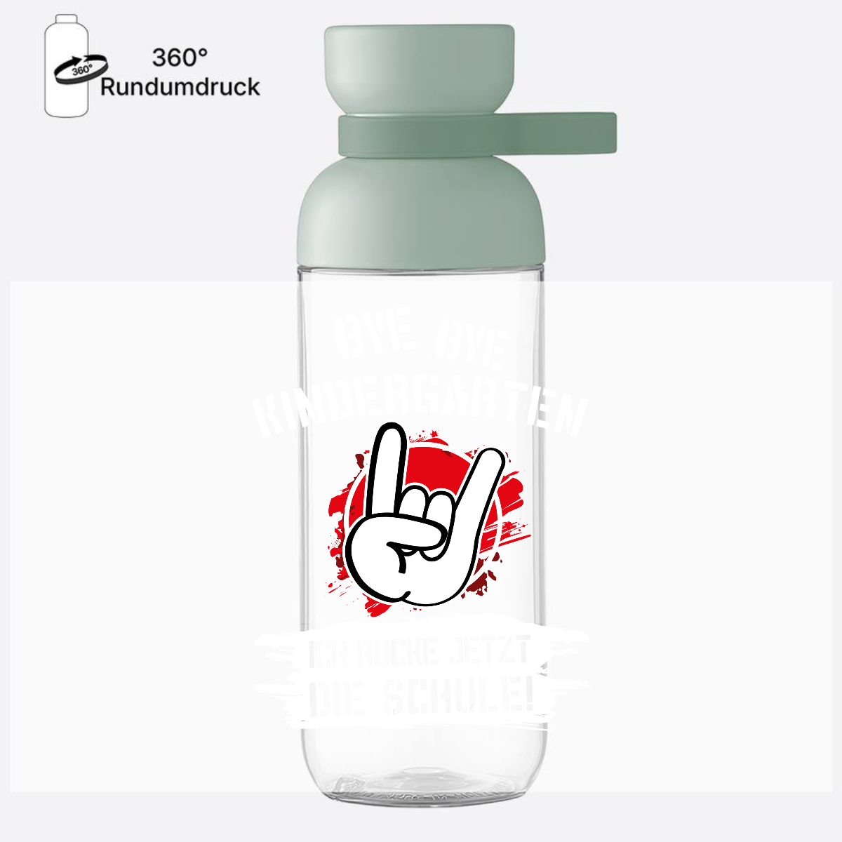Trinkflasche Einschulung – Bye Bye Kindergarten Grunge Rot - Nordic Sage