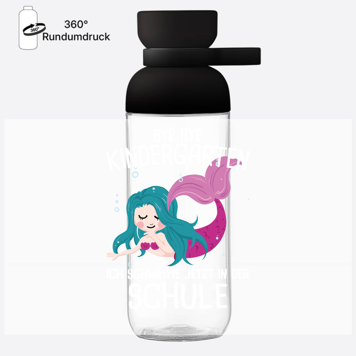 Trinkflasche Einschulung – Bye Bye Kindergarten, Hallo Schule! - Nordic Black