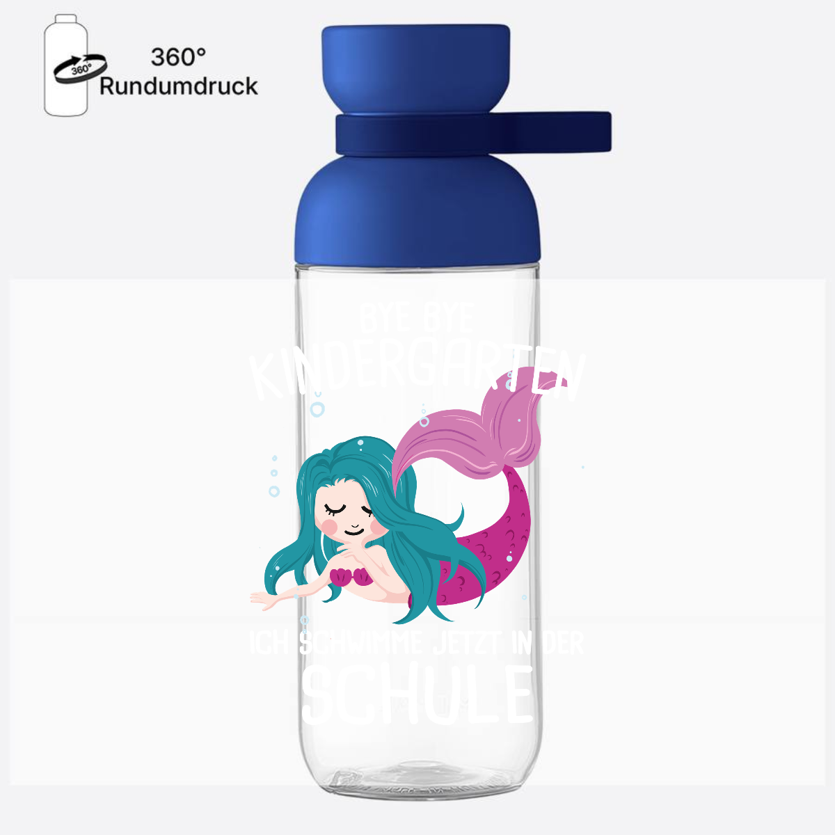 Trinkflasche Einschulung – Bye Bye Kindergarten, Hallo Schule! - Vivid Blue