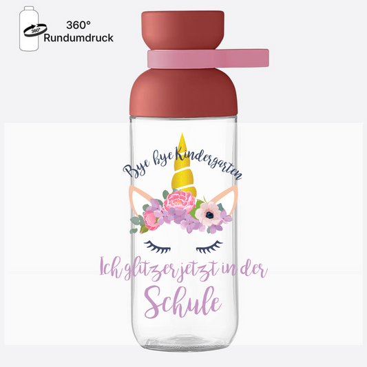 Trinkflasche Einschulung: Bye Bye Kindergarten, ich glitzer jetzt - Vivid Mauve