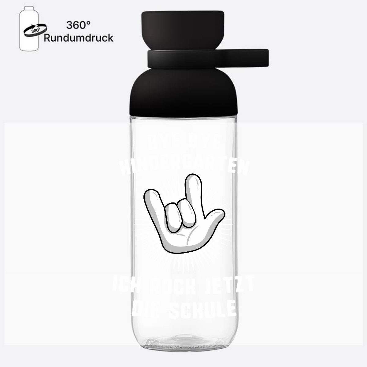 Trinkflasche Einschulung: Bye Bye Kindergarten Ich rock die Schule - Nordic Black