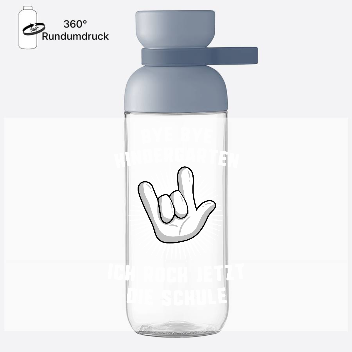Trinkflasche Einschulung: Bye Bye Kindergarten Ich rock die Schule - Nordic Blue