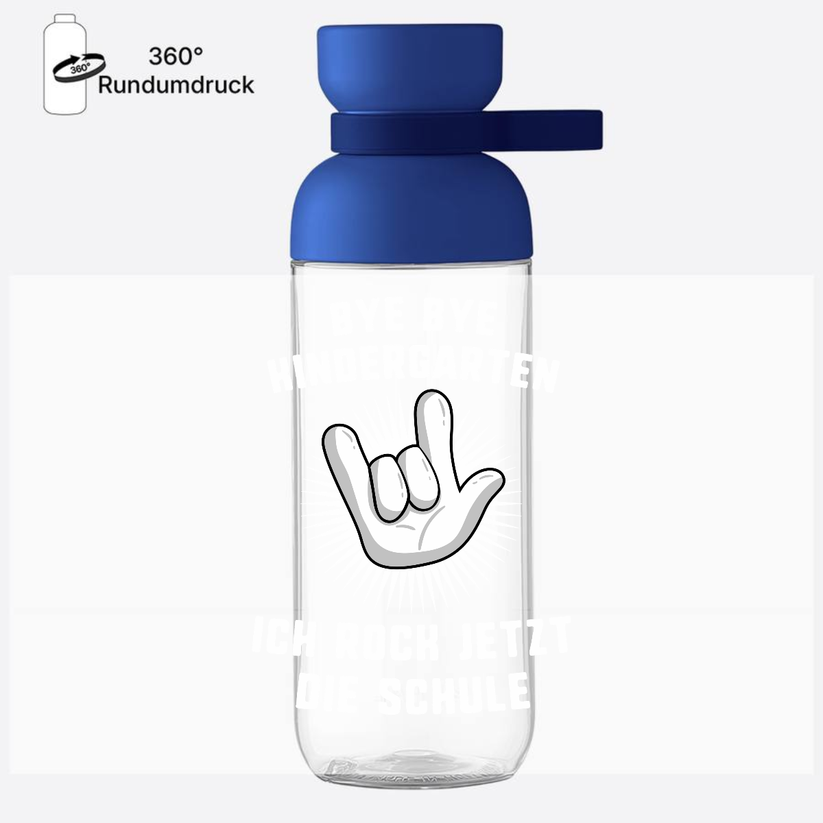 Trinkflasche Einschulung: Bye Bye Kindergarten Ich rock die Schule - Vivid Blue