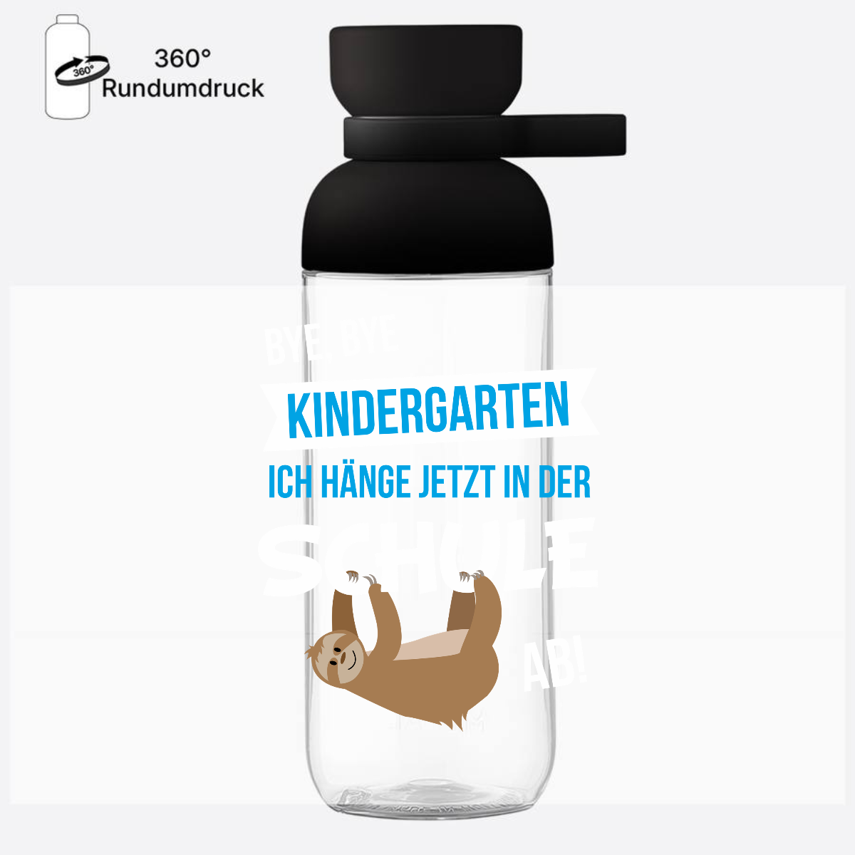 Trinkflasche Einschulung – Bye Bye Kindergarten mit Name - Nordic Black