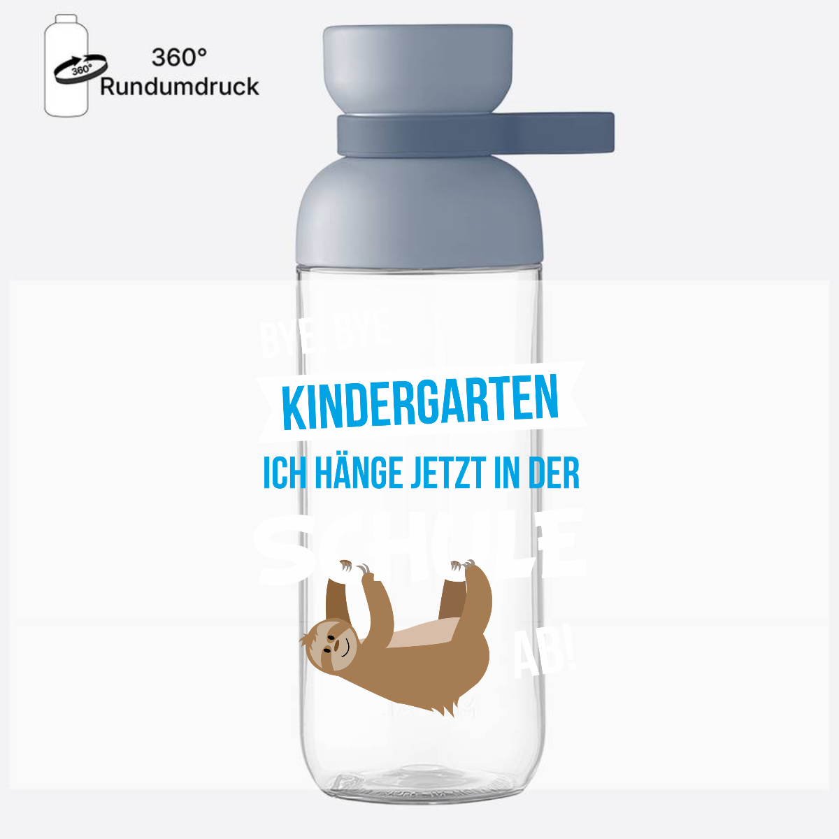 Trinkflasche Einschulung – Bye Bye Kindergarten mit Name - Nordic Blue