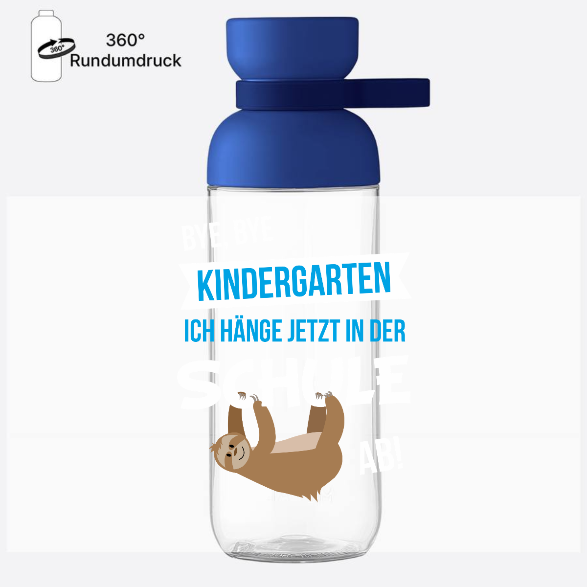 Trinkflasche Einschulung – Bye Bye Kindergarten mit Name - Vivid Blue