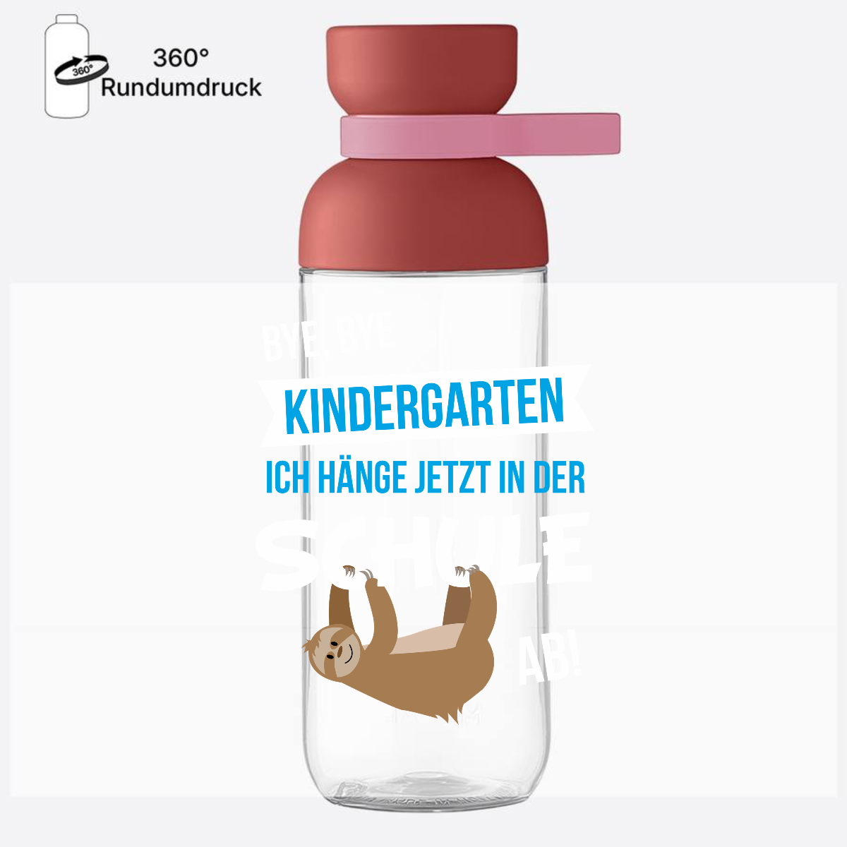 Trinkflasche Einschulung – Bye Bye Kindergarten mit Name - Vivid Mauve