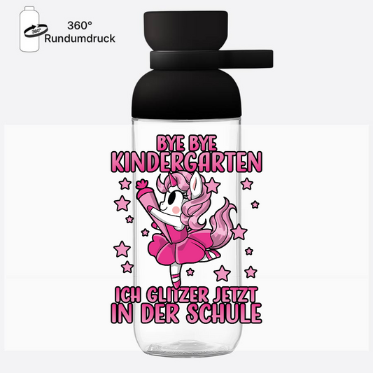 Trinkflasche Einschulung Einhorn – Ich glitzer jetzt in der Schule - Nordic Black