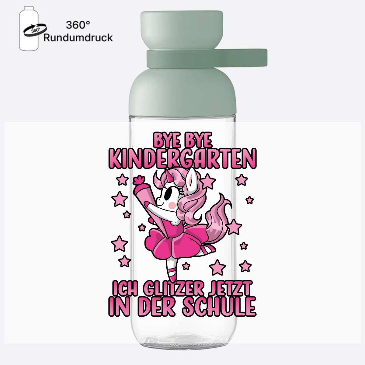 Trinkflasche Einschulung Einhorn – Ich glitzer jetzt in der Schule - Nordic Sage