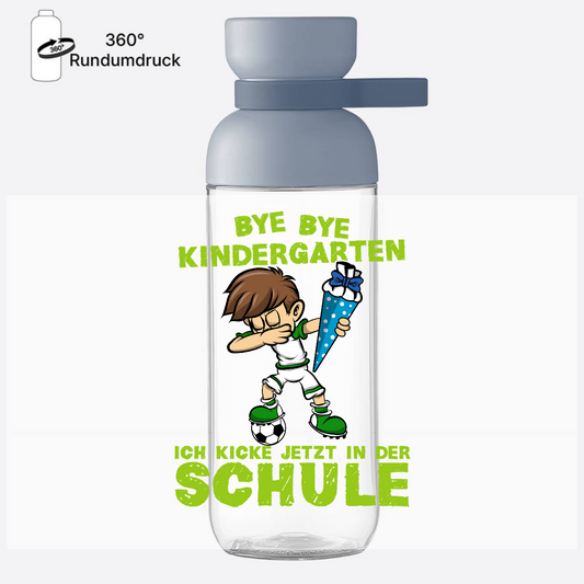 Trinkflasche Einschulung – Fußball Dabbing Junge mit Name - Nordic Blue