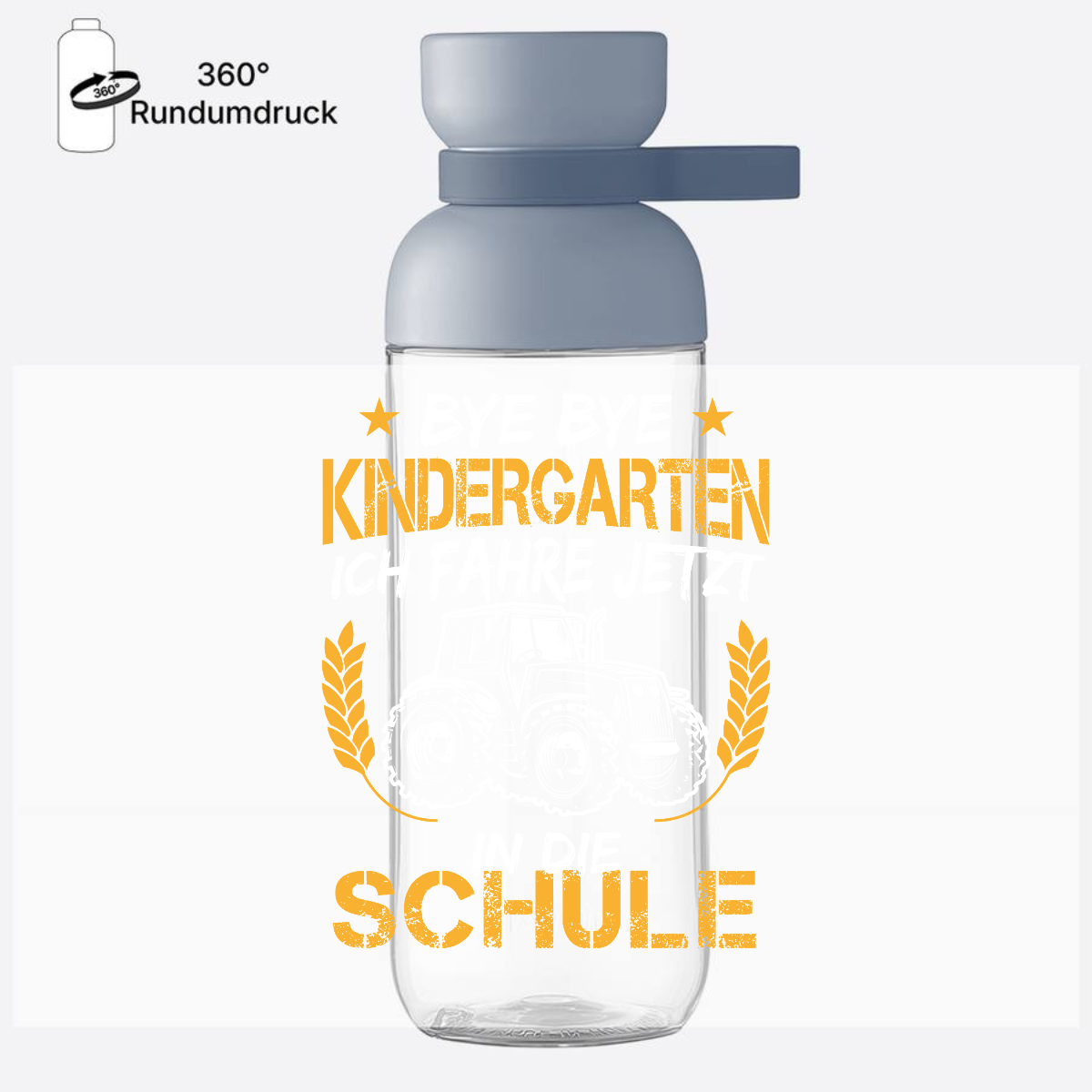 Trinkflasche Einschulung mit Name – Traktor Weiß-Orange - Nordic Blue