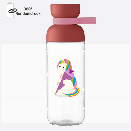 Trinkflasche Einschulung mit Name – Tschüss Kindergarten Einhorn - Vivid Mauve