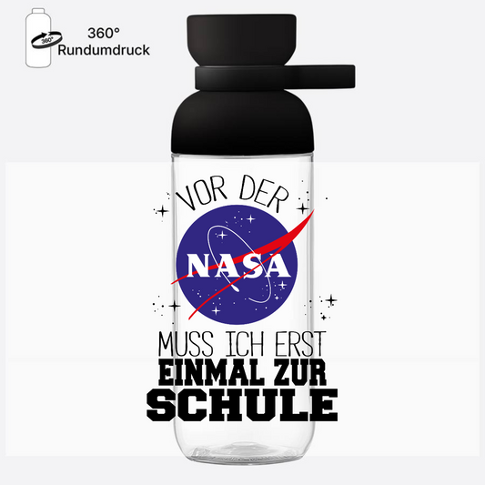 Trinkflasche Einschulung mit Name – Vor der NASA zur Schule - Nordic Black