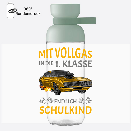Trinkflasche Einschulung – Rennauto Vollgas in die 1. Klasse - Nordic Sage