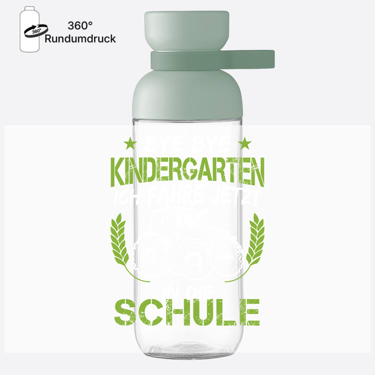 Trinkflasche Einschulung Traktor: Bye Bye Kindergarten - Nordic Sage