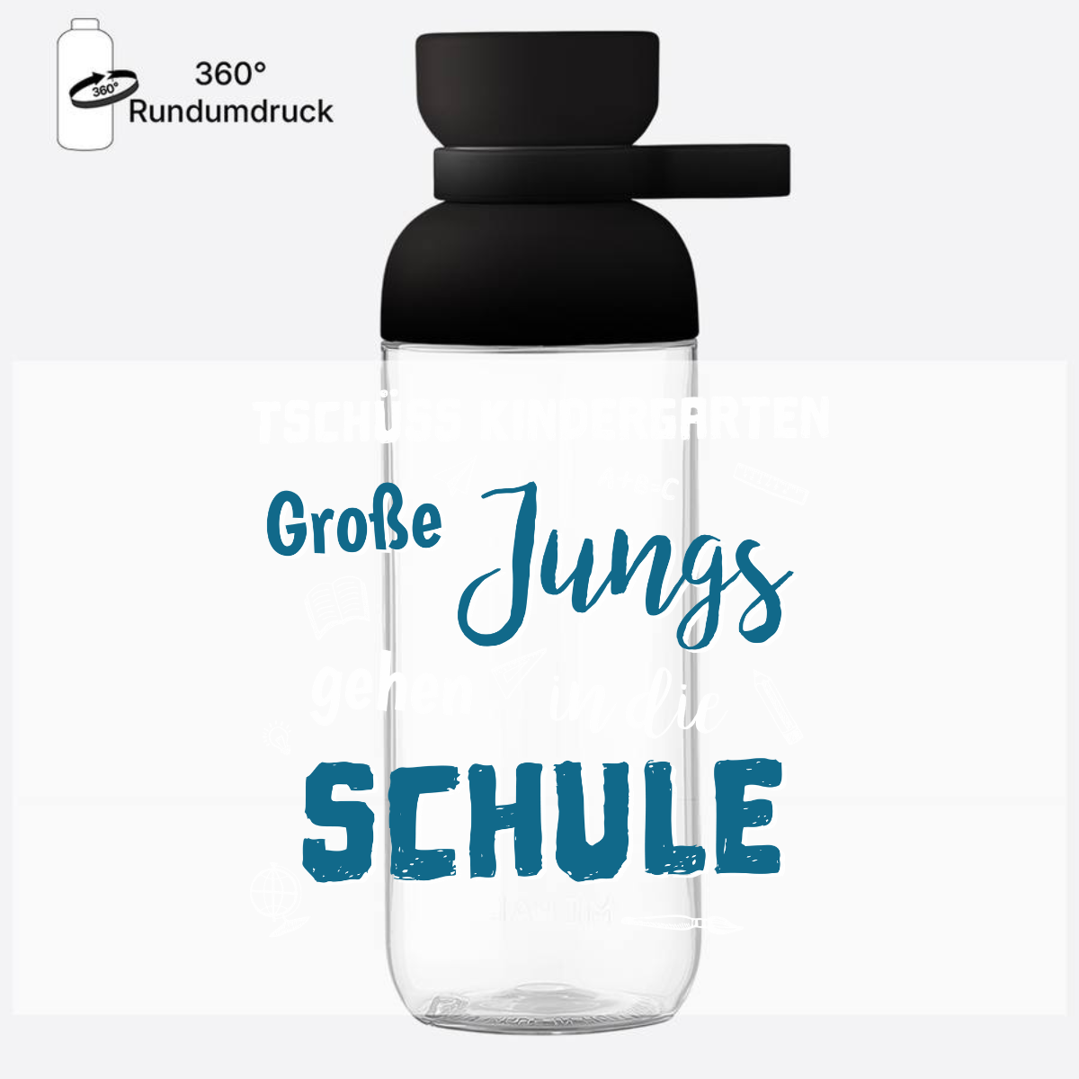 Trinkflasche Einschulung: Tschüss Kindergarten Große Jungs - Nordic Black