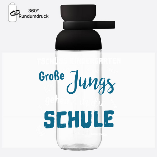 Trinkflasche Einschulung: Tschüss Kindergarten Große Jungs - Nordic Black