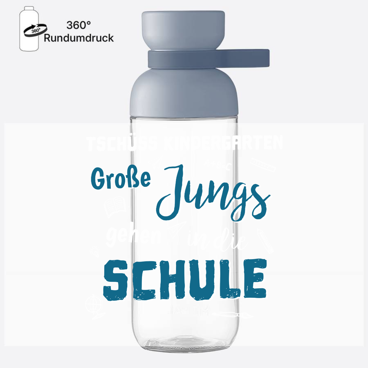 Trinkflasche Einschulung: Tschüss Kindergarten Große Jungs - Nordic Blue