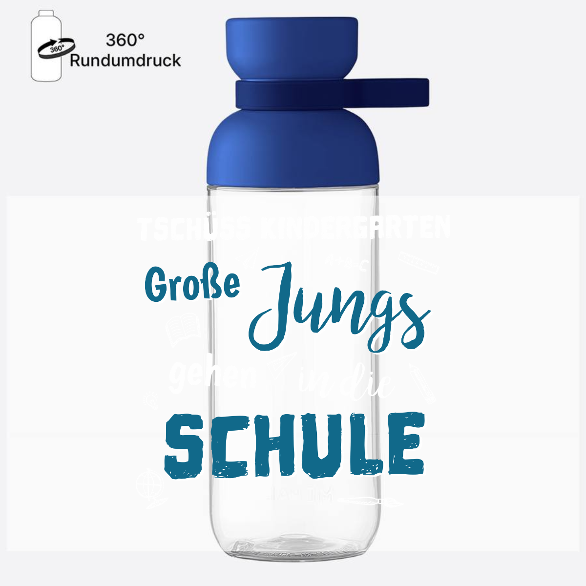 Trinkflasche Einschulung: Tschüss Kindergarten Große Jungs - Vivid Blue