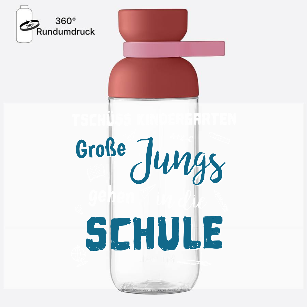 Trinkflasche Einschulung: Tschüss Kindergarten Große Jungs - Vivid Mauve
