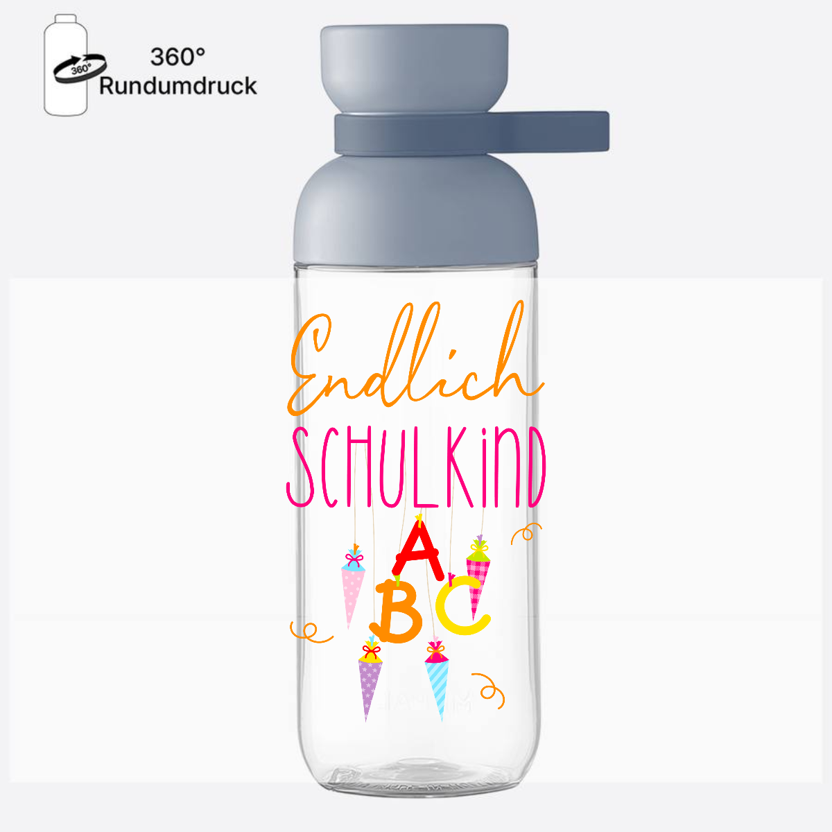 Trinkflasche Endlich Schulkind – mit Namen personalisiert - Nordic Blue