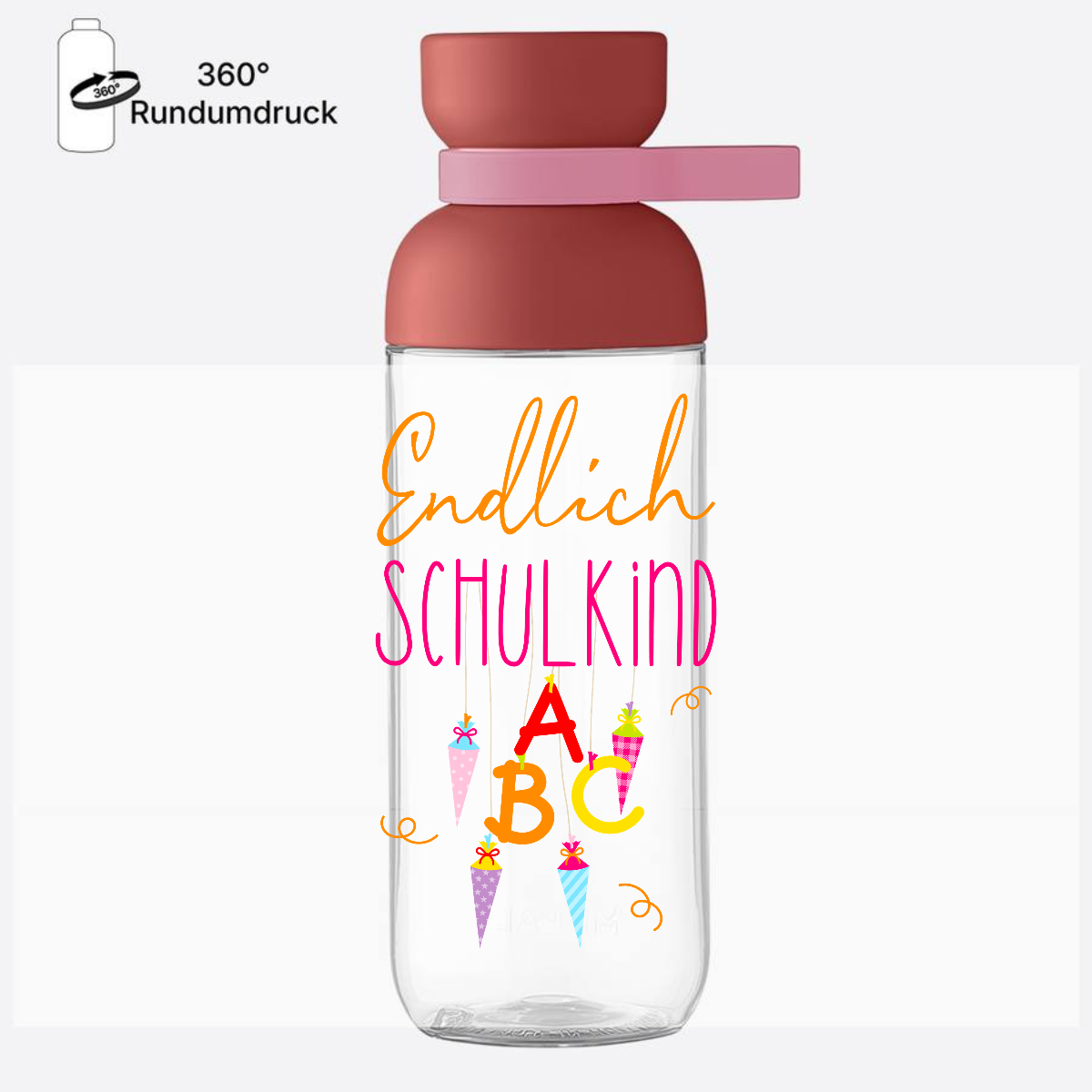Trinkflasche Endlich Schulkind – mit Namen personalisiert - Vivid Mauve