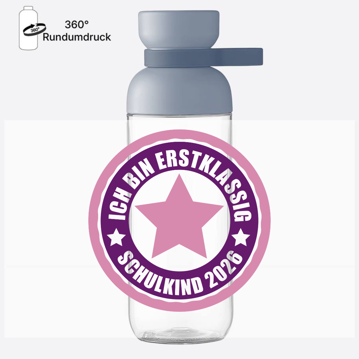 Trinkflasche Erstklassig Schulkind 2026 Rosa mit Name - Nordic Blue