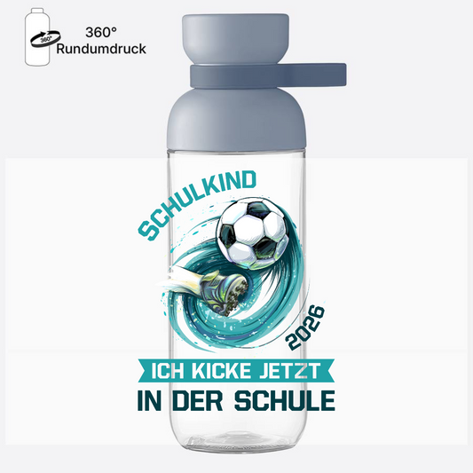 Trinkflasche Fußball Schulkind 2026 – Personalisiert mit Name - Nordic Blue