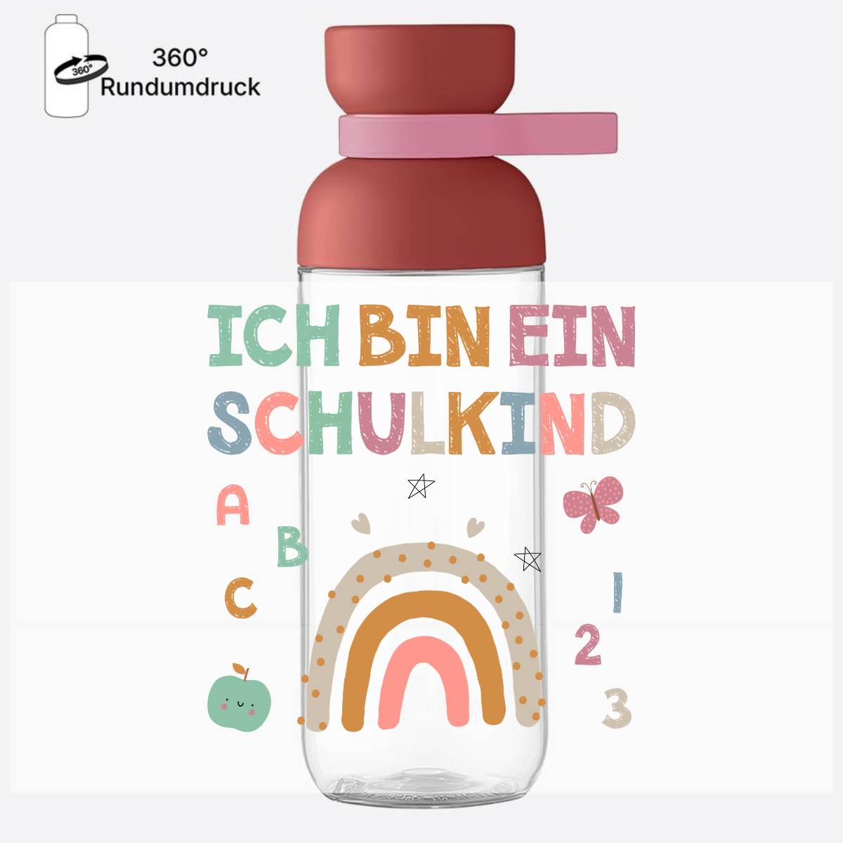 Trinkflasche 'Ich bin ein Schulkind' – Geschenk zur Einschulung - Vivid Mauve
