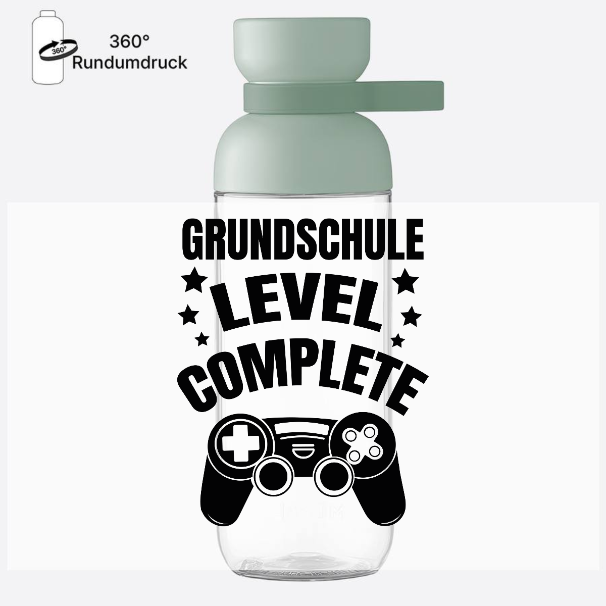 Trinkflasche Level Complete – Einschulungsgeschenk mit Wunschname - Nordic Sage