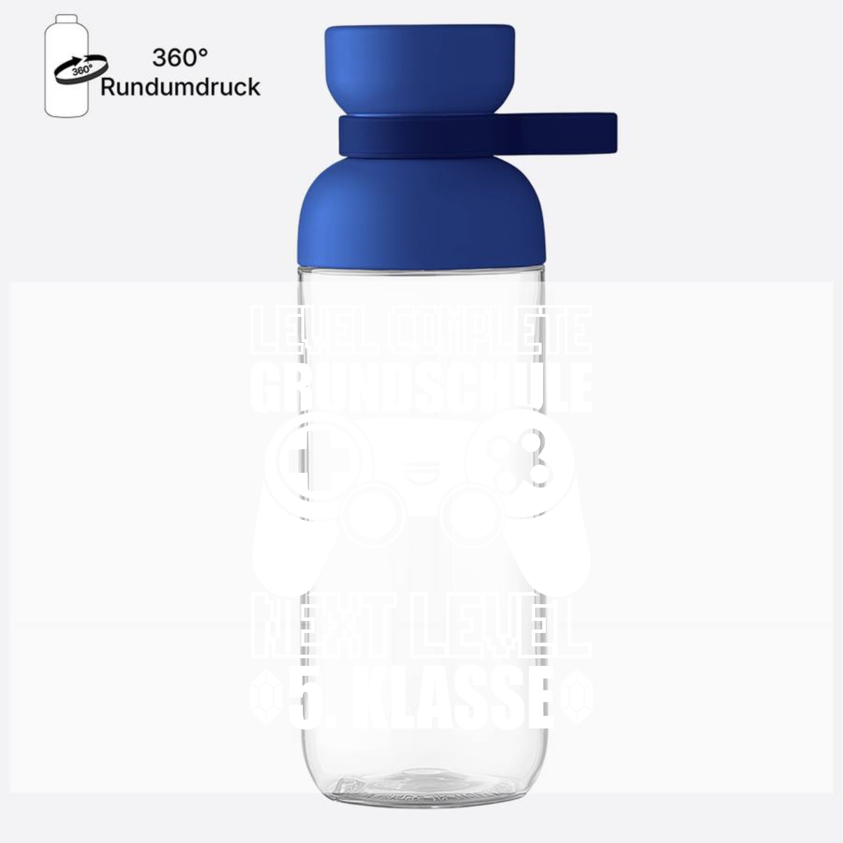Trinkflasche Level complete: Next Level 5. Klasse | mit Name - Vivid Blue