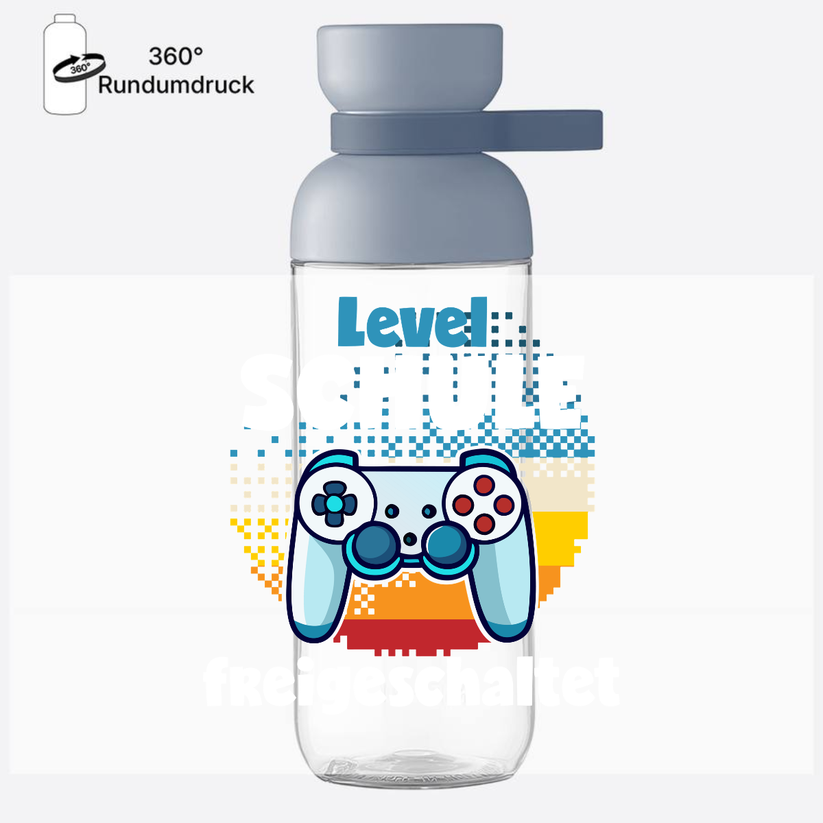 Trinkflasche Level Schule freigeschaltet – Geschenk Einschulung - Nordic Blue